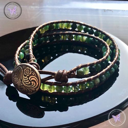 Moss Agate 4mm double wrap bracelet